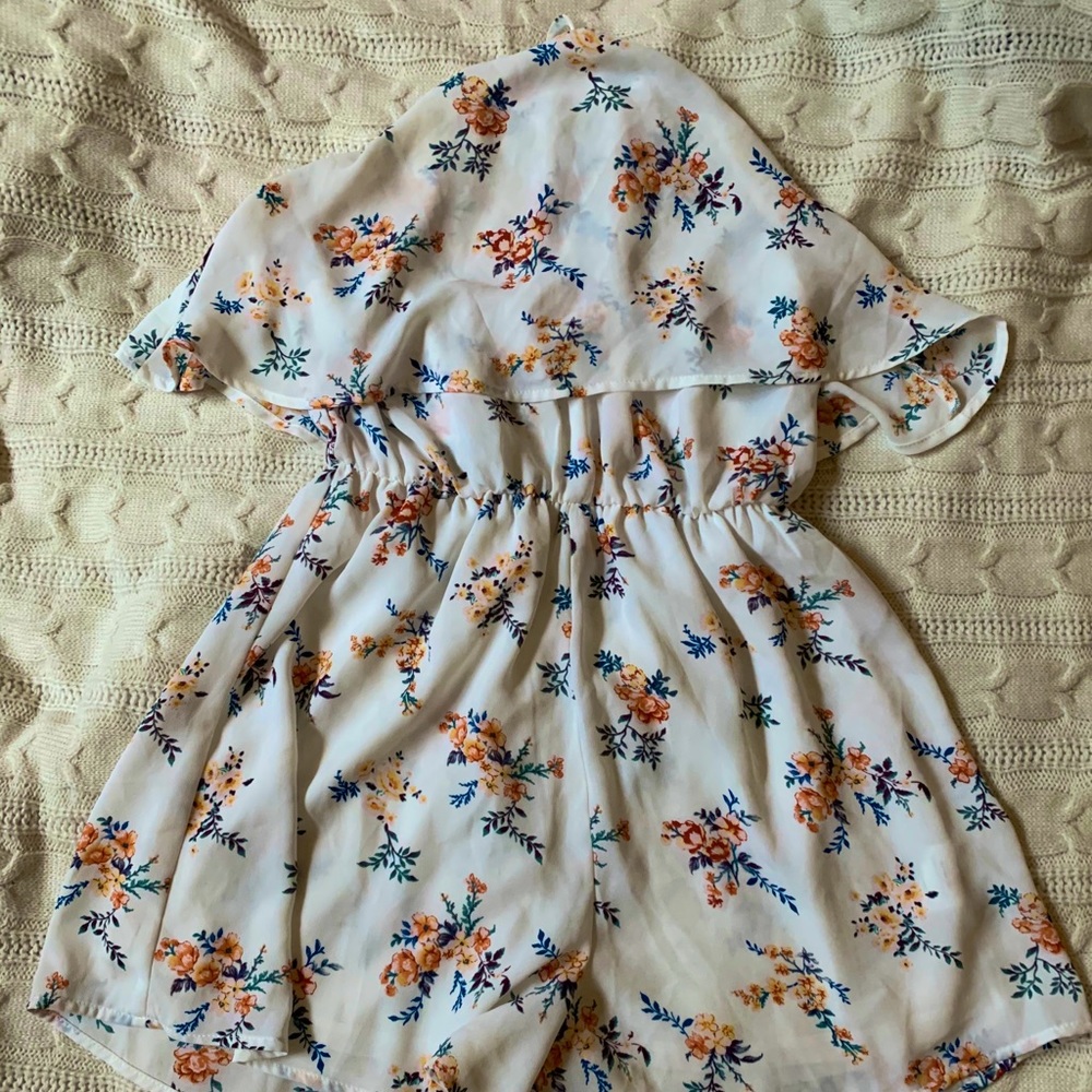 white floral halter top romper